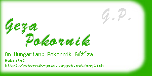 geza pokornik business card